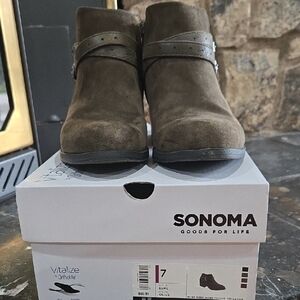 Sonoma Dark Olive Suede Ankle Boots